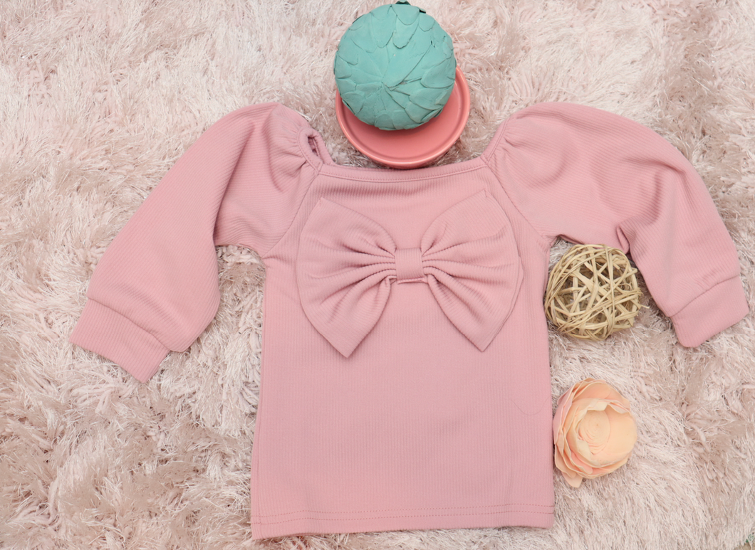 Bow Tied Cutie Knit Shirt- Pink